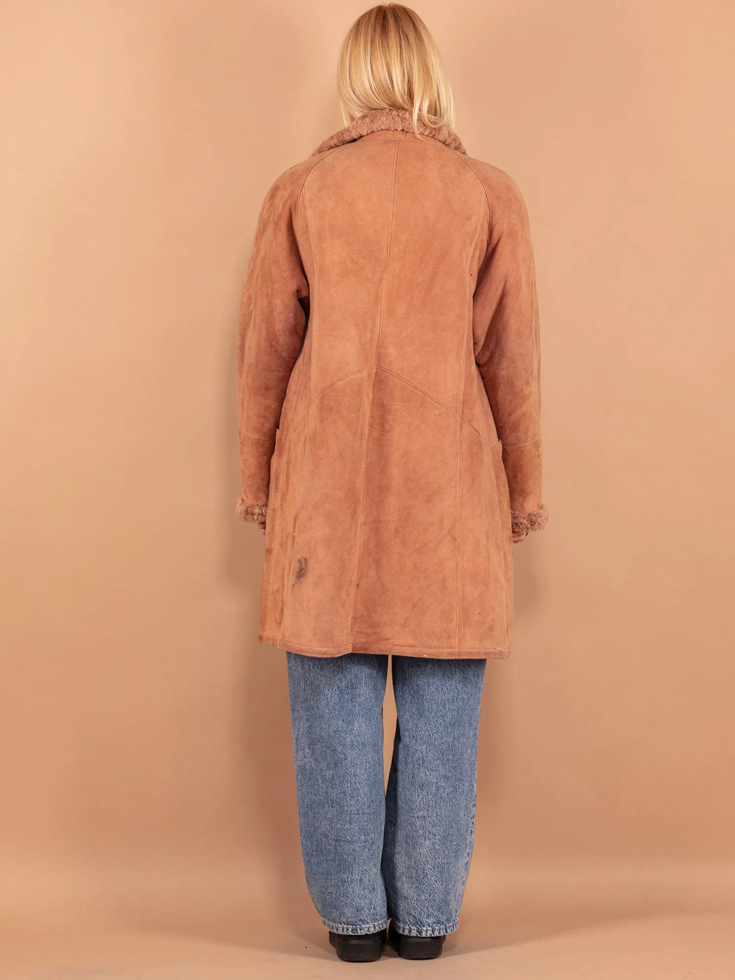 Vintage Women Sheepskin Coat in Brown