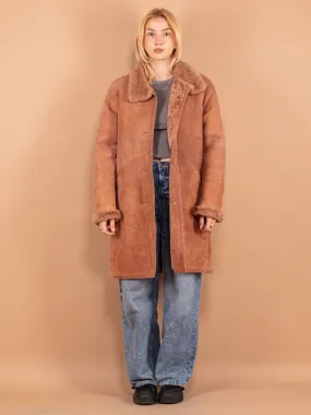 Vintage Women Sheepskin Coat in Brown