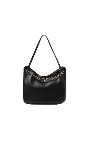 Vlogo Moon Leather Tote Bag - Black