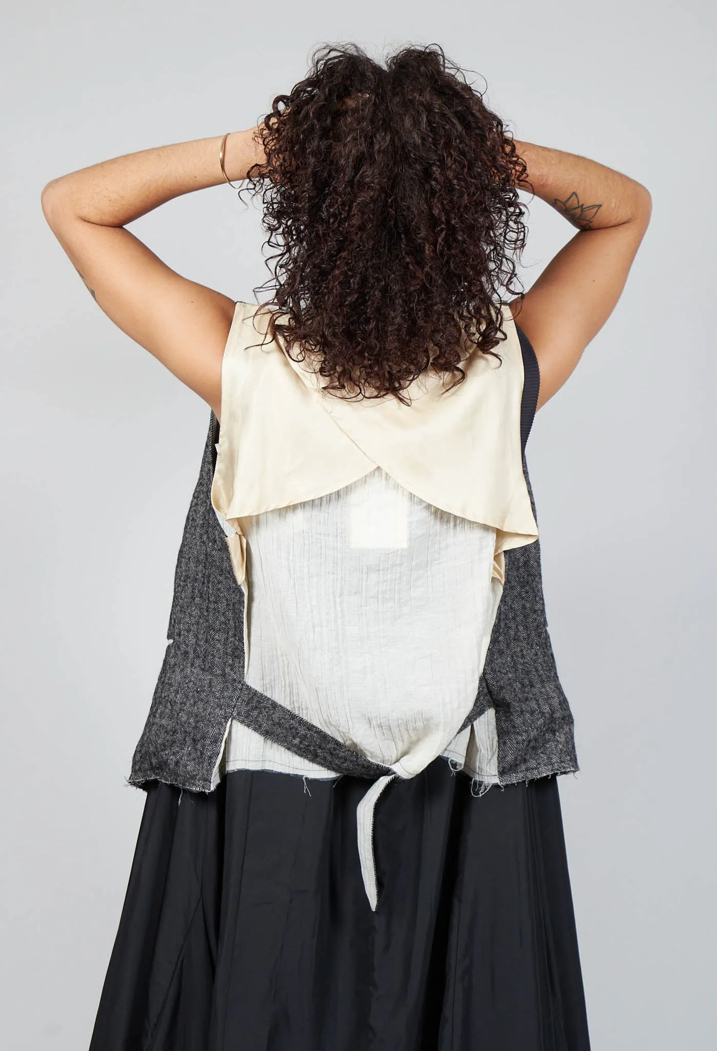 Waistcoat with Contrasting Back in Grey and Cream