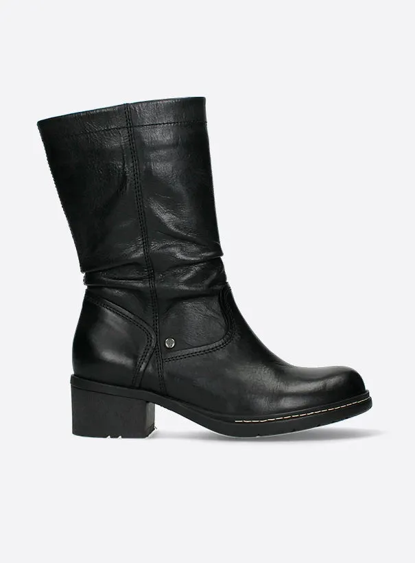 Wolky Edmonton WR Mid Calf Biker Boot Black