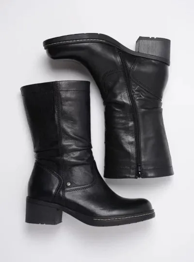 Wolky Edmonton WR Mid Calf Biker Boot Black