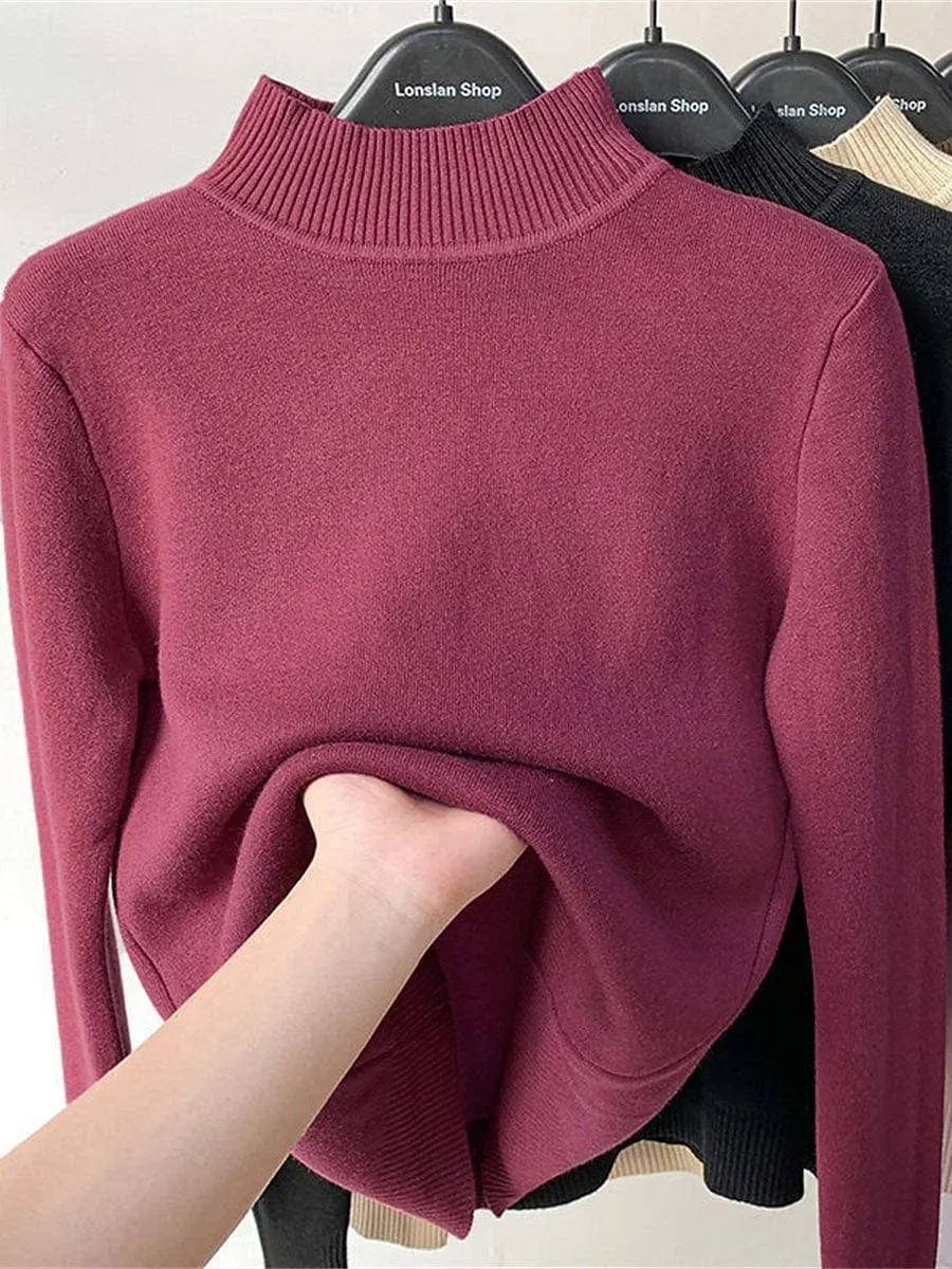 Women's Chunky Turtleneck Oversized Sweater with Ribbed Knit