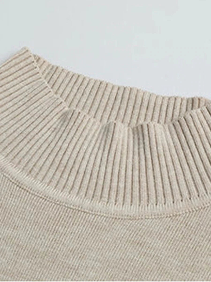 Women's Chunky Turtleneck Oversized Sweater with Ribbed Knit