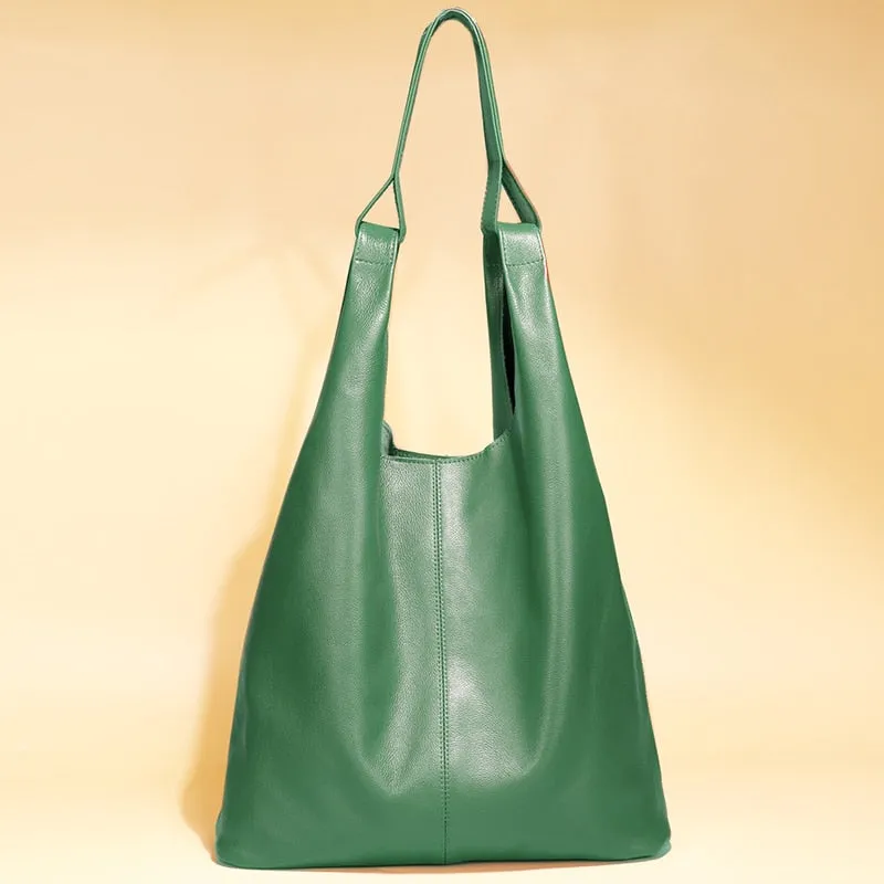 Women's Genuine Leather Luxury Large Capacity Big Tote Shoulder Handbag