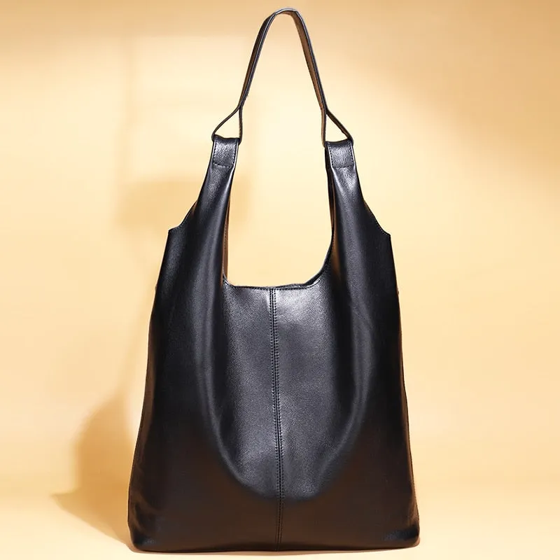 Women's Genuine Leather Luxury Large Capacity Big Tote Shoulder Handbag