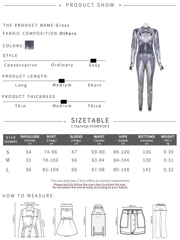 Women's Sexy Aesthetic Print Long Sleeve Pencil Pants Sporty Jumpsuit