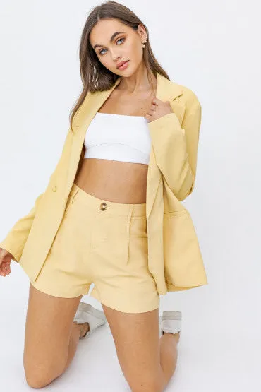 Yellow Button Up Shorts