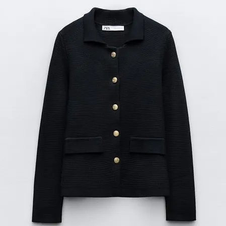 ZARA  |GOLD BUTTON KNIT BLAZER