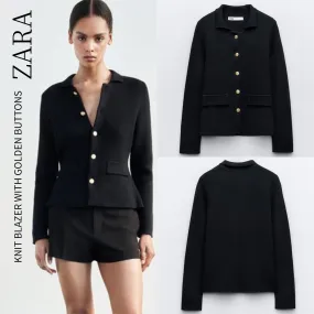 ZARA  |GOLD BUTTON KNIT BLAZER