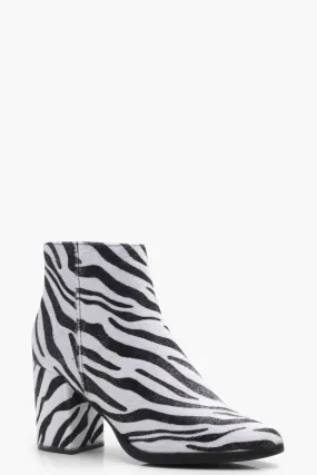 Zebra Print Pointed Toe Boot