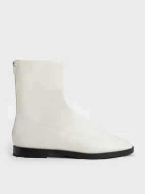 Zip-Up Ankle Boots - Chalk